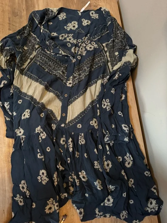 Free People Black Floral Tiered Boho Mini Dress - Picture 3 of 8